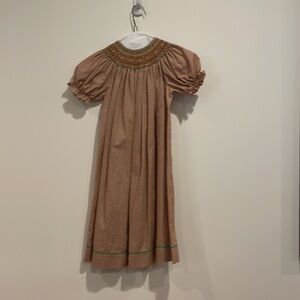 Thanksgiving Smocked Dress With Embroidered Neckline, size 7